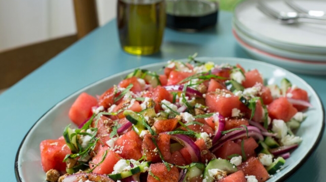 Watermelon and feta salad by Lucy Buffett